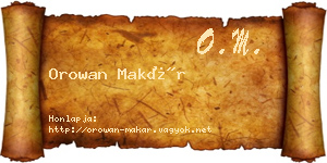 Orowan Makár névjegykártya